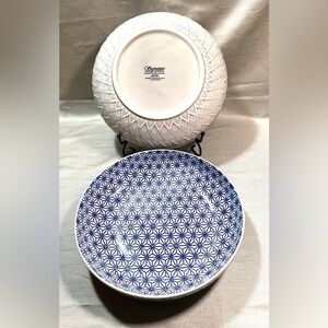 Signature Blue and White Star Pattern Bowls Set of Two